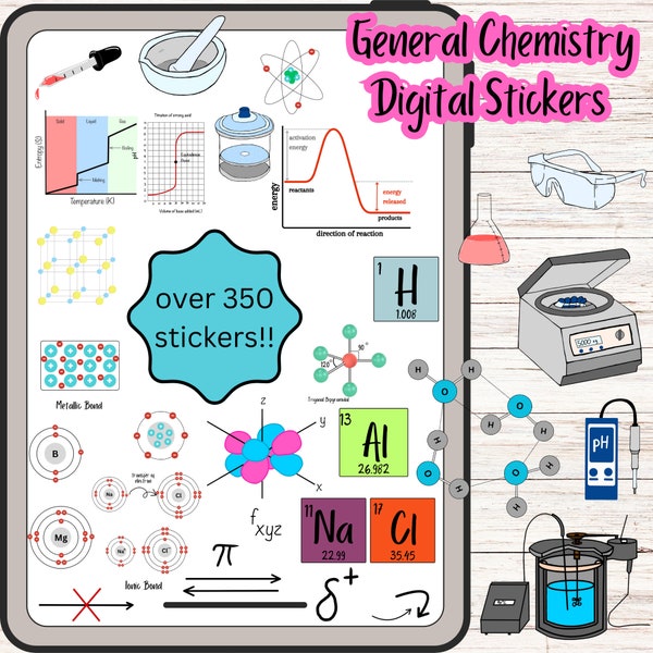 General Chemistry Digital Stickers for Note Taking | Goodnotes, Notability, OneNote | Molecular geometry | atomic orbitals | molecular bond