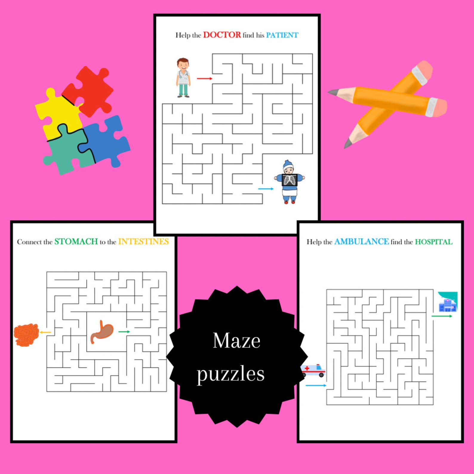 Human Anatomy Printable Coloring and Activity Book for Kids With Word ...