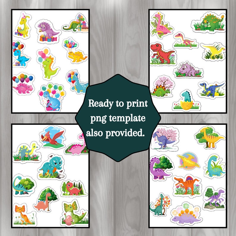 Dinosaur Printable Stickers Clip Art PNG for Digital or - Etsy