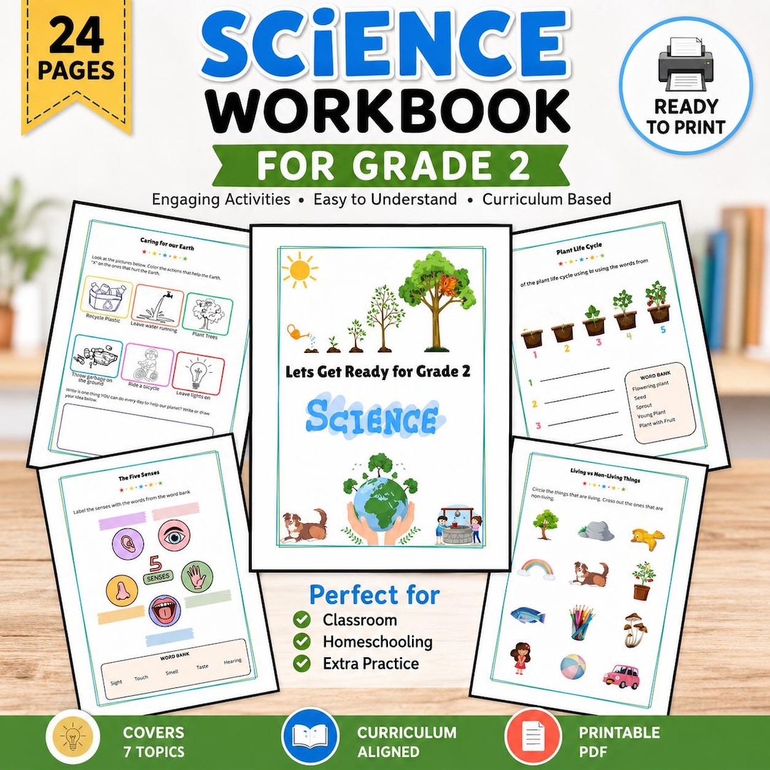 Grade 2 Science Workbook and Printable Activities for School and ...