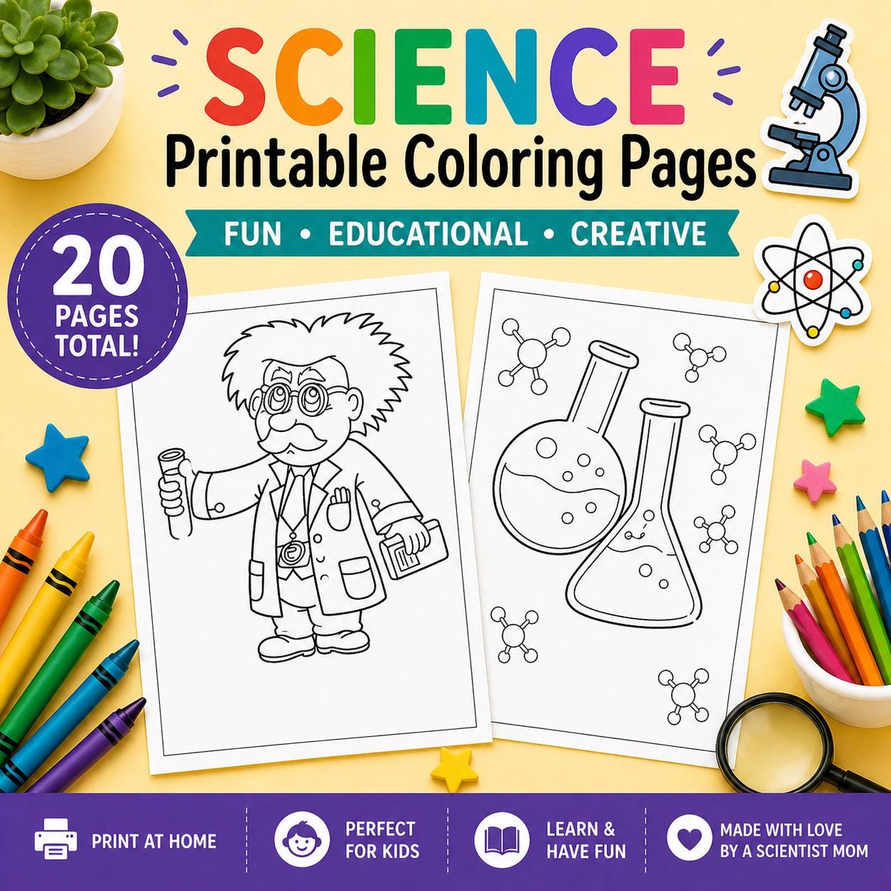 Science Printable Coloring Pages for Kids - Etsy
