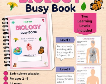 Biology Montessori Busy Book – Printable Science Learning Binder for Kids (Ages 3–5)