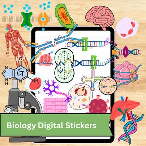 Naklejki cyfrowe dla studentów biologii, biochemii, pielęgniarstwa i medycyny do robienia notatek na goodnotes, notability, one notes