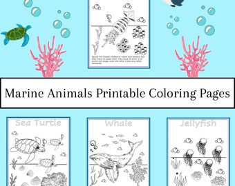 Marine Animals Printable Coloring Pages for Kids | Coloring Book for Toddlers