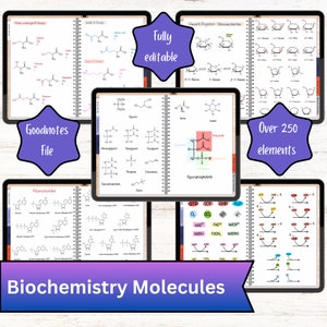 Caderno Digital Hiperlinkado de Moléculas de Bioquímica | Aminoácidos, Lipídios, Carboidratos, Ácidos Nucleicos, Símbolos de Reação | Arquivo GoodNotes