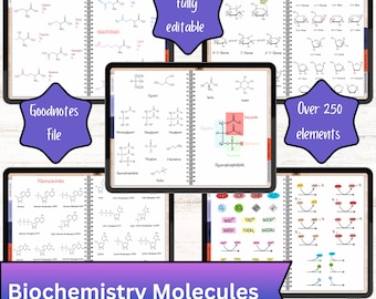 Biochemie Digitales verlinktes Notizbuch mit Strukturen: Nukleinsäuren, Aminosäuren, Lipide, Kohlenhydrate - GoodNotes File