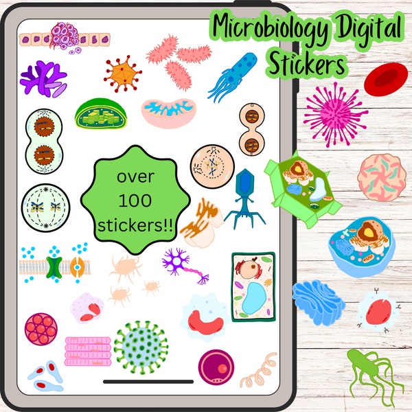 Microbiology, Cell Biology Pre-cropped stickers for GoodNotes, Notability, OneNote | Digital stickers for Note Taking