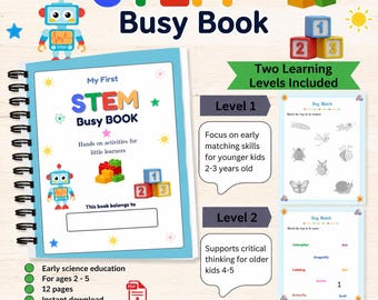 STEM Busy Book for Toddlers: Printable Preschool Activity Binder (PDF Download)