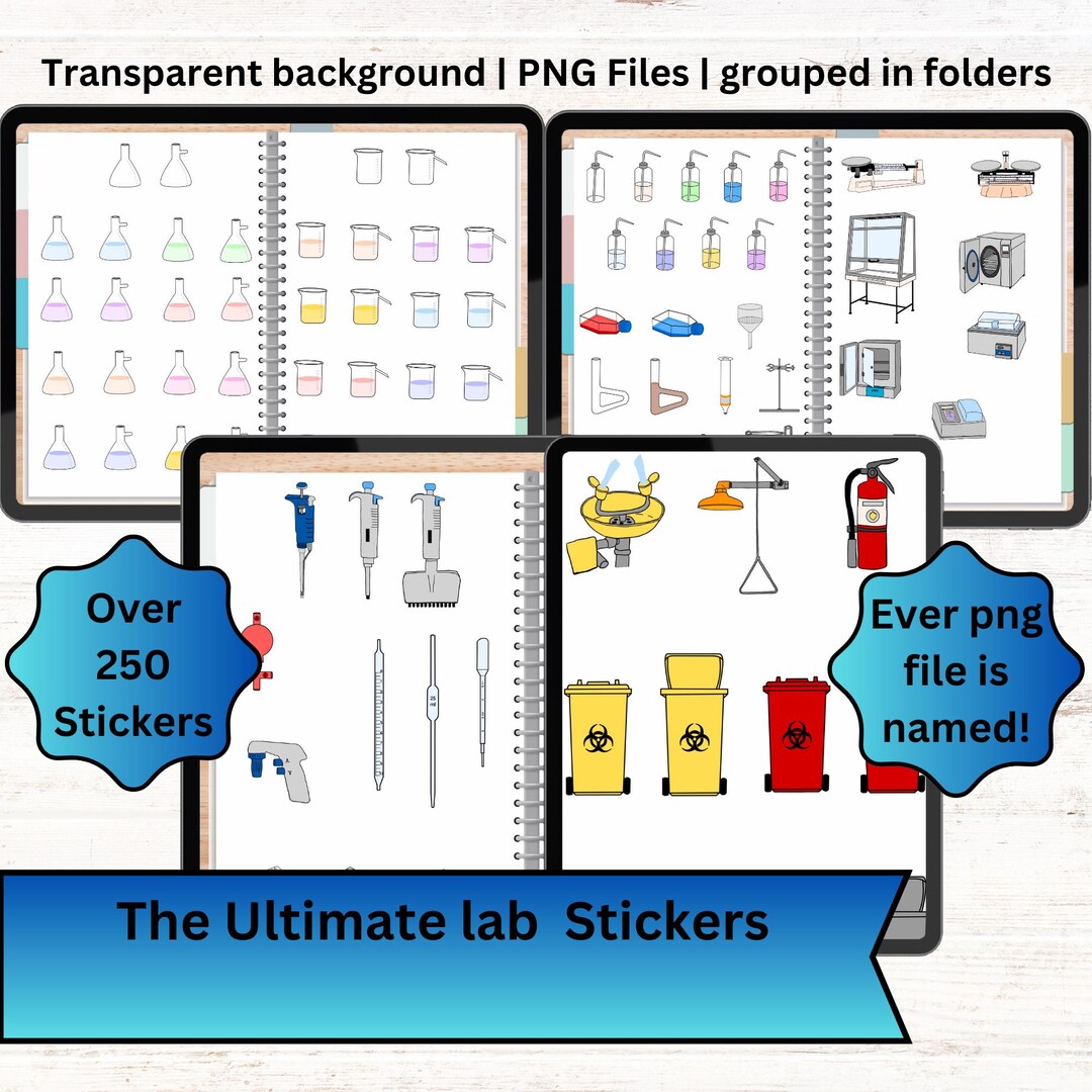 Lab Use Only Sticker Lab Equipment Digital Sticker Pack for Chemistry, Physics and Biology ...