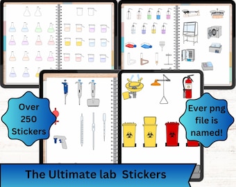 Lab Equipment Digital Sticker Pack for Chemistry, Physics and Biology