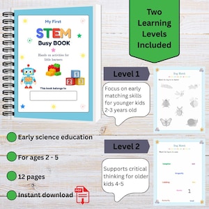 STEM Busy Book for Toddlers: Printable Preschool Activity Binder (PDF Download)
