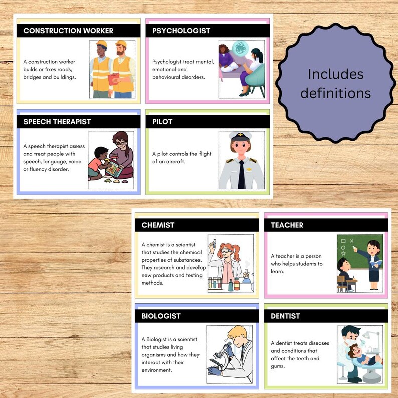 Worker Definitions Occupation Flashcards for Kids - Etsy