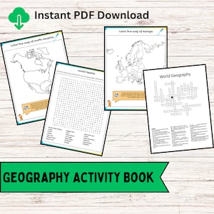 Geography Printable Coloring and Activity Book for kids