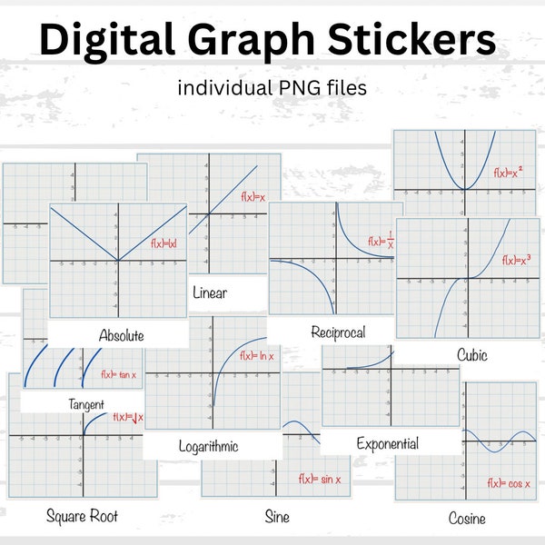 Digital Graph Stickers | Mathematics, Physics Stickers | Mathematics Pre cropped sticker | GoodNotes Stickers for note taking