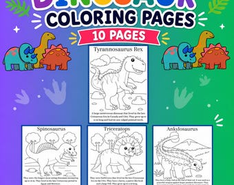 Dinosaur Coloring Pages: Kids' Printable Activity Sheets (PDF Download)