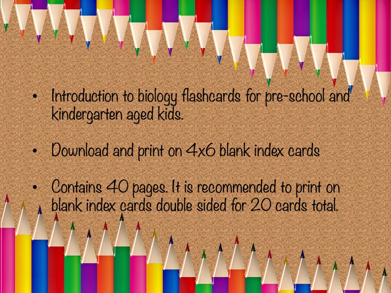 Printable Biology Flashcards Preschool Kindergarten Early Etsy
