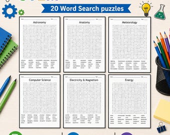 STEM Word Search Puzzle Bundle: Science, Math, Technology, Engineering puzzles with Answer sheet