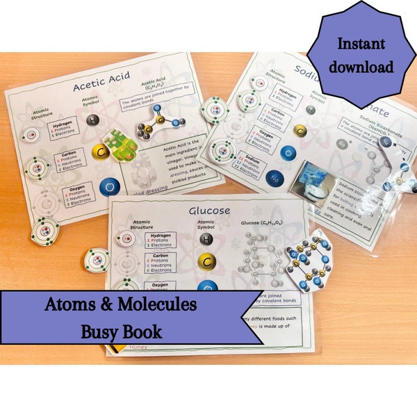 Carnet d'affaires imprimable sur la chimie | Classeur d'activités scientifiques Montessori | Ensemble d'activités de chimie pour l'école à la maison