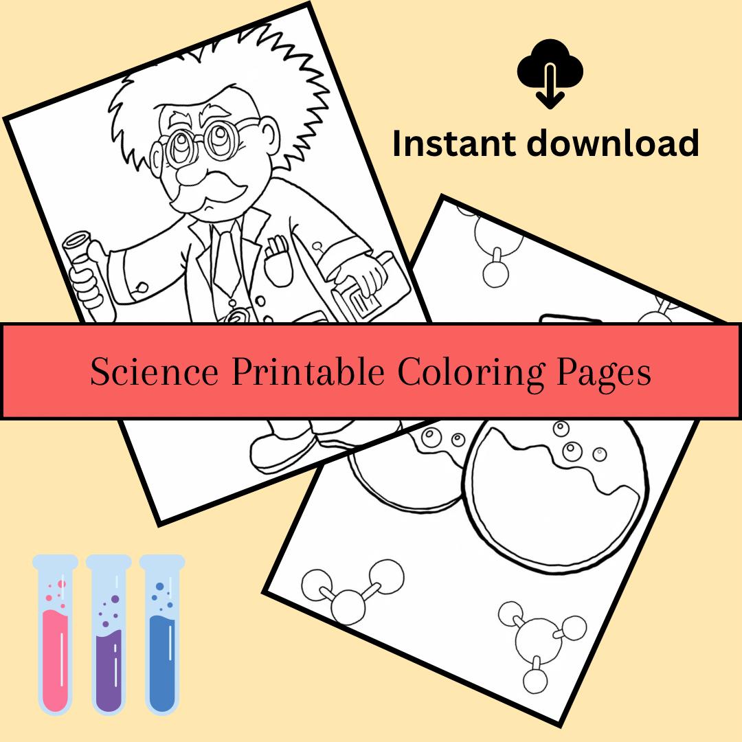 Science Printable Coloring Pages For Kids Etsy Science Printable Coloring Pages For Kids Etsy