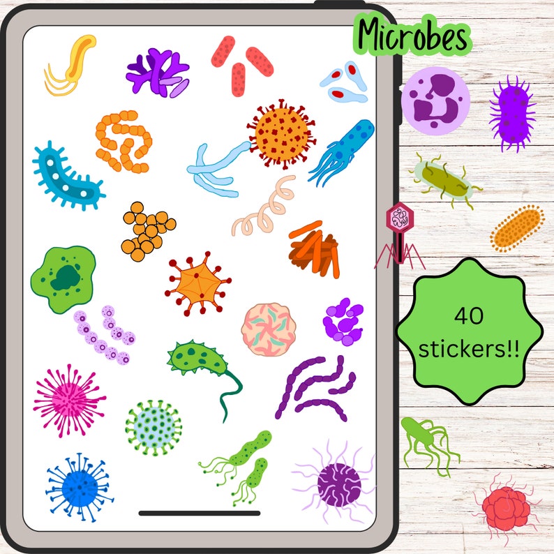 Microbiology, Cell Biology Precropped Stickers for Goodnotes, Notability, Onenote Digital