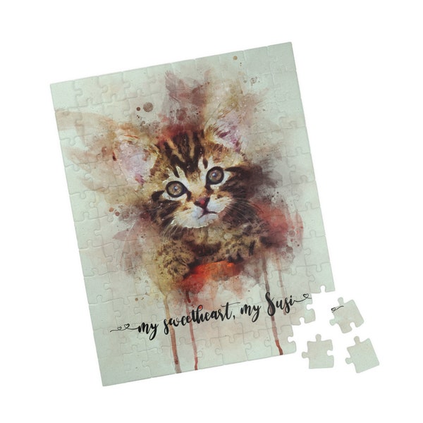 Personalized Pet Portrait Jigsaw Puzzle Watercolor Painting From Photo, Dog Portrait, Pet Memorial, Custom Handmade Home Gifts for Mom/Dad