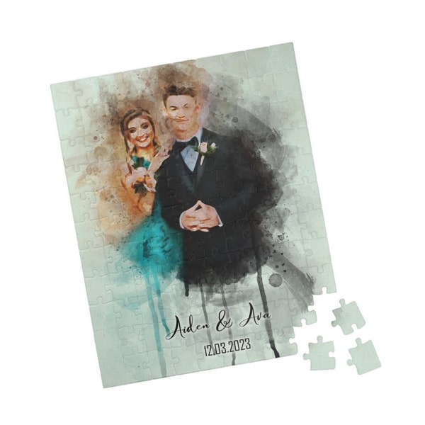 Personalized Jigsaw Puzzle Watercolor Painting Transform your memories into artwork | Anniversary Gift | Wedding Gift | Engagement Gift