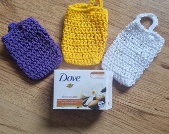 Crochet Soap Saver with loop closing| Cotton Soap holder| soap bag| eco friendly