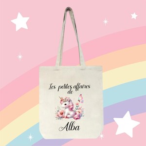 Tote bag personnalisé Licorne pour creche ou ecole
