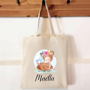 Tote bag personnalisé Faon pour crèche ou école
