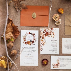 Partecipazioni di matrimonio Autumn, fall colori autunnali, inviti di nozze, autunno