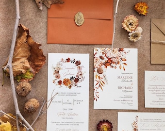 Partecipazioni di matrimonio Autumn, fall colori autunnali, inviti di nozze, autunno