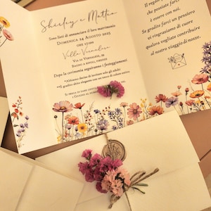 Partecipazioni di matrimonio BOHO CHIC, pampas, inviti nozze, fiori secchi