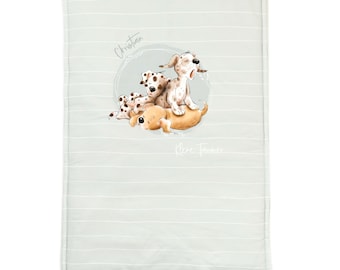 Babydecke mit Namen - Hunde - Kleine Träumer - wattiert, Waffel Piqué, Kinderwagendecke, Wickeldecke, Babydecke personalisierte Decke