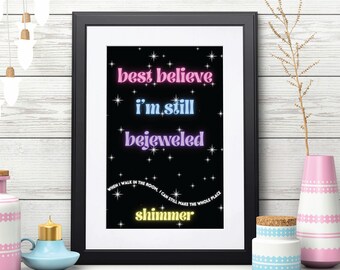 Bejeweled Art Print, Taylor Swift Wall Art, Midnights Lyrics, DIGITAL ART DOWNLOAD