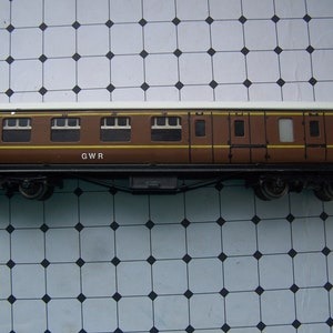 Chemin de fer miniature, Hornby Dublo, Meccano, voiture GWR, tôle d&#39;étain, jauge OO, vintage, VENTE