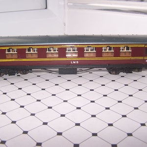Chemin de fer miniature, Hornby Dublo, Meccano, LMS, transport de passagers, tôle d&#39;étain, gabarit OO, vintage, VENTE