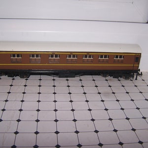 Chemin de fer miniature, Hornby Dublo, Meccano, transport de passagers, tôle métallique, gabarit OO, marron, vintage, VENTE