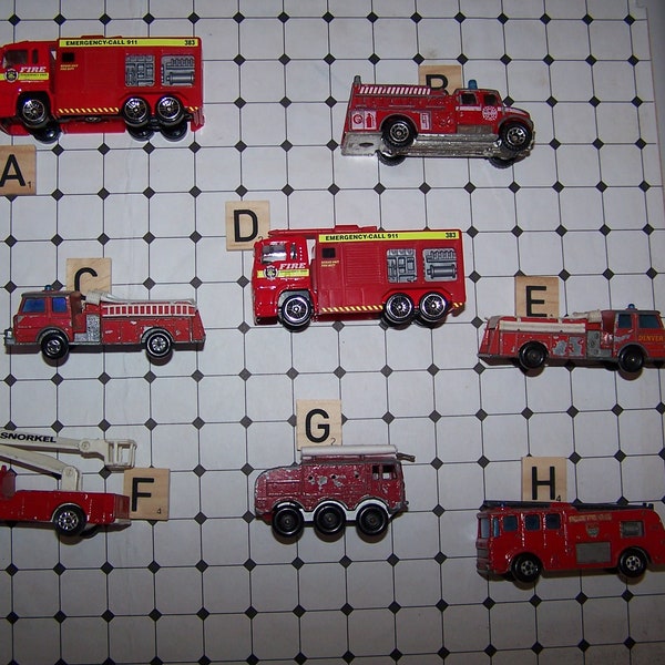 Modèles réduits de voitures, véhicules d'urgence, camions de pompiers, boîtes d'allumettes, Realtoy