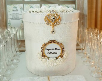 Luxury Gold and White Wedding Card Box | Keepsake for Cards and Wishes