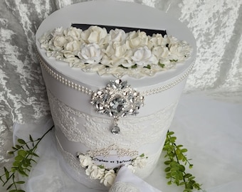 Wedding card box, White card box, Ring bearer pillow,  Wedding envelope box