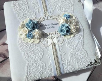 Luxurious White Velvet Wedding Photo Album: Lace & Floral Keepsake