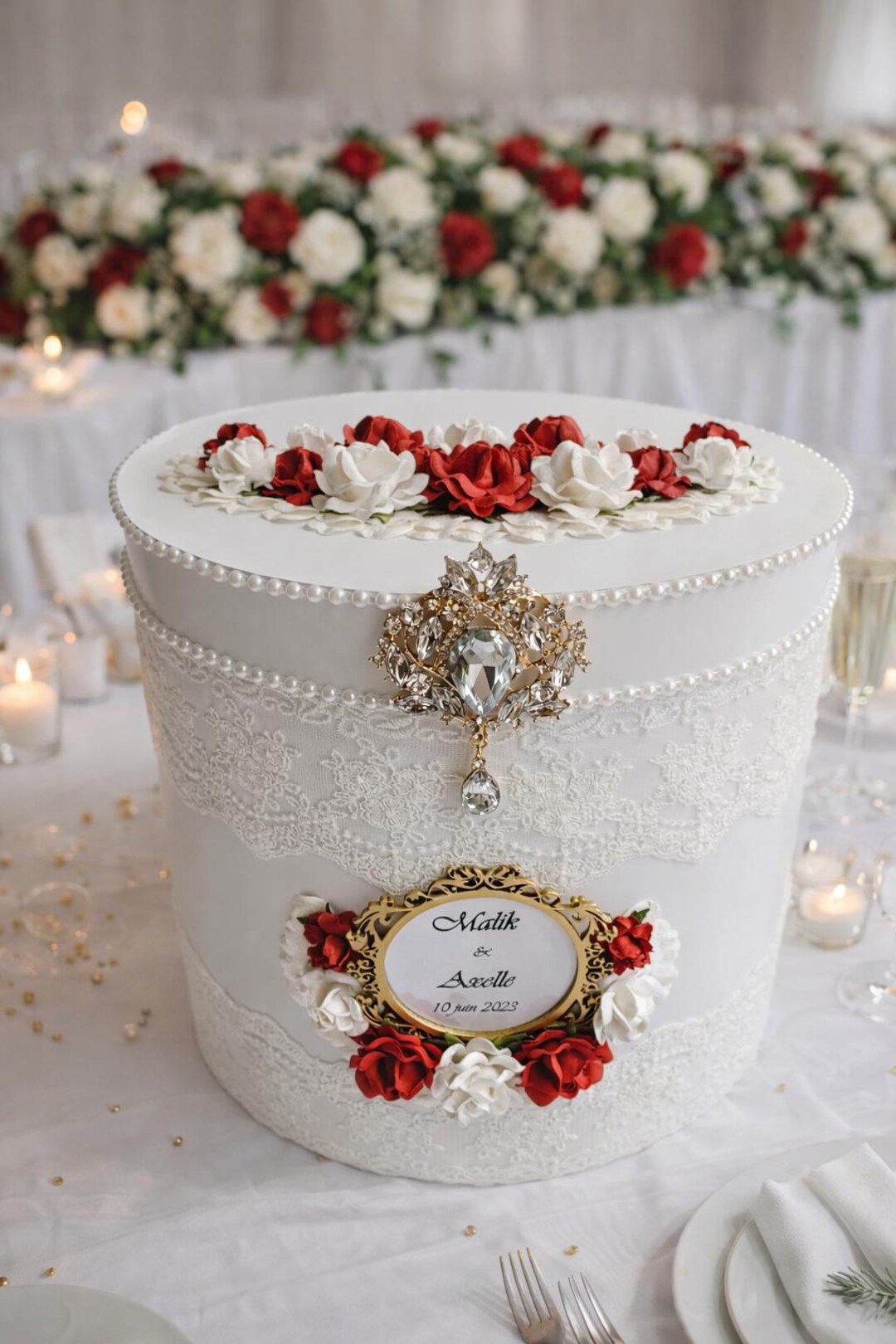 Red and White Floral Wedding Card Box: Personalized Reception Decor - Etsy