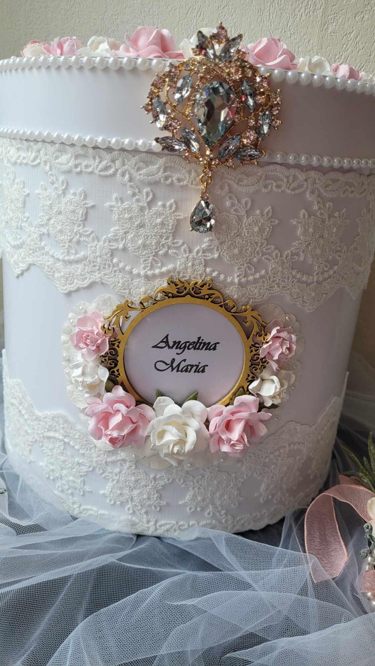 White and Pink Floral Wedding Card Box: Chic Elegant - Etsy
