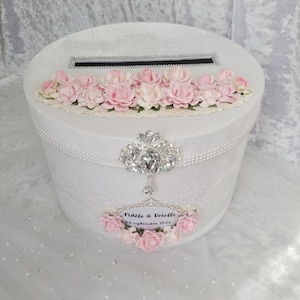 Porte-cartes de mariage élégant rose et blanc, boîte pour cartes de mariage, boîte enveloppe de mariage