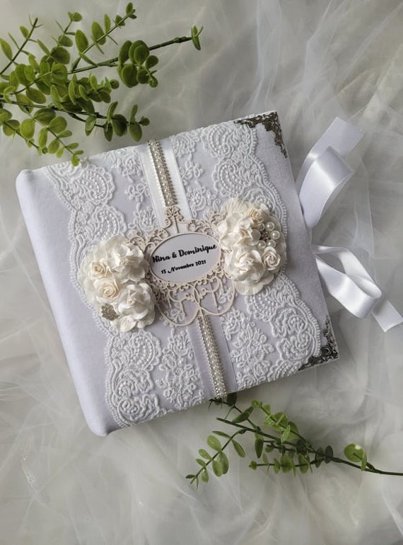 White Wedding Album Personalized Photo Album Memory Book Etsy