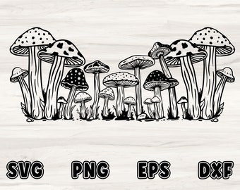 Row of Mushrooms SVG | Fungi Clipart | Cut File for Cricut | Digital Download.