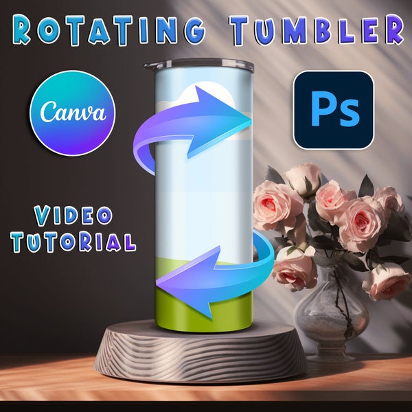 20oz Rotating Tumbler for Canva | 10 Realistic Tumbler Mockups PNG | Digital Download.