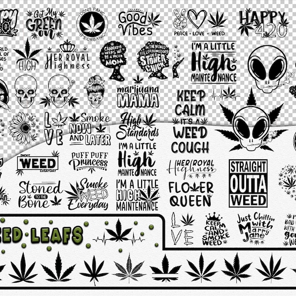 Cannabis SVG Bundle | 59 Weed Designs | Marijuana eps,png,dxf,svg | Digital Download.