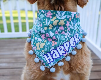 Matching Scrunchie Puppy Bows,Dog Shop Spring Dog Bandana Dog Bandana- Bliss -Nature Collection- Puppy Bandana Flowers Dog Bandana