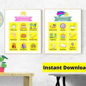 Kids token board, Kids schedule, checklist, kids visual schedule, kids planner